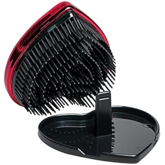 Titania 1779BOX Heart Shaped Detangling Hair Brush, Red and Black - Image 1